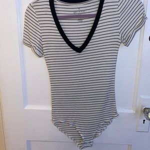 Black and white striped body suit